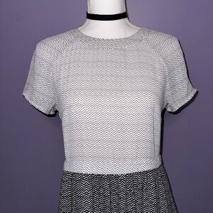 Lorena Rose Black and White Chevron Dress